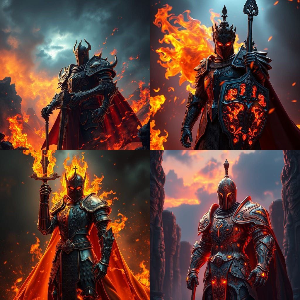 Epic Fantasy Knight Ignited by Magical Flames