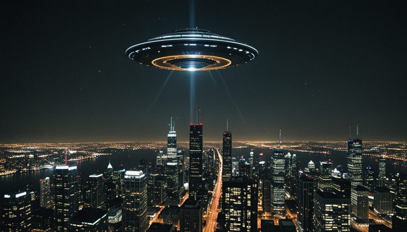UFO Hovers Over Toronto at 3 AM in Cinematic Film Still
