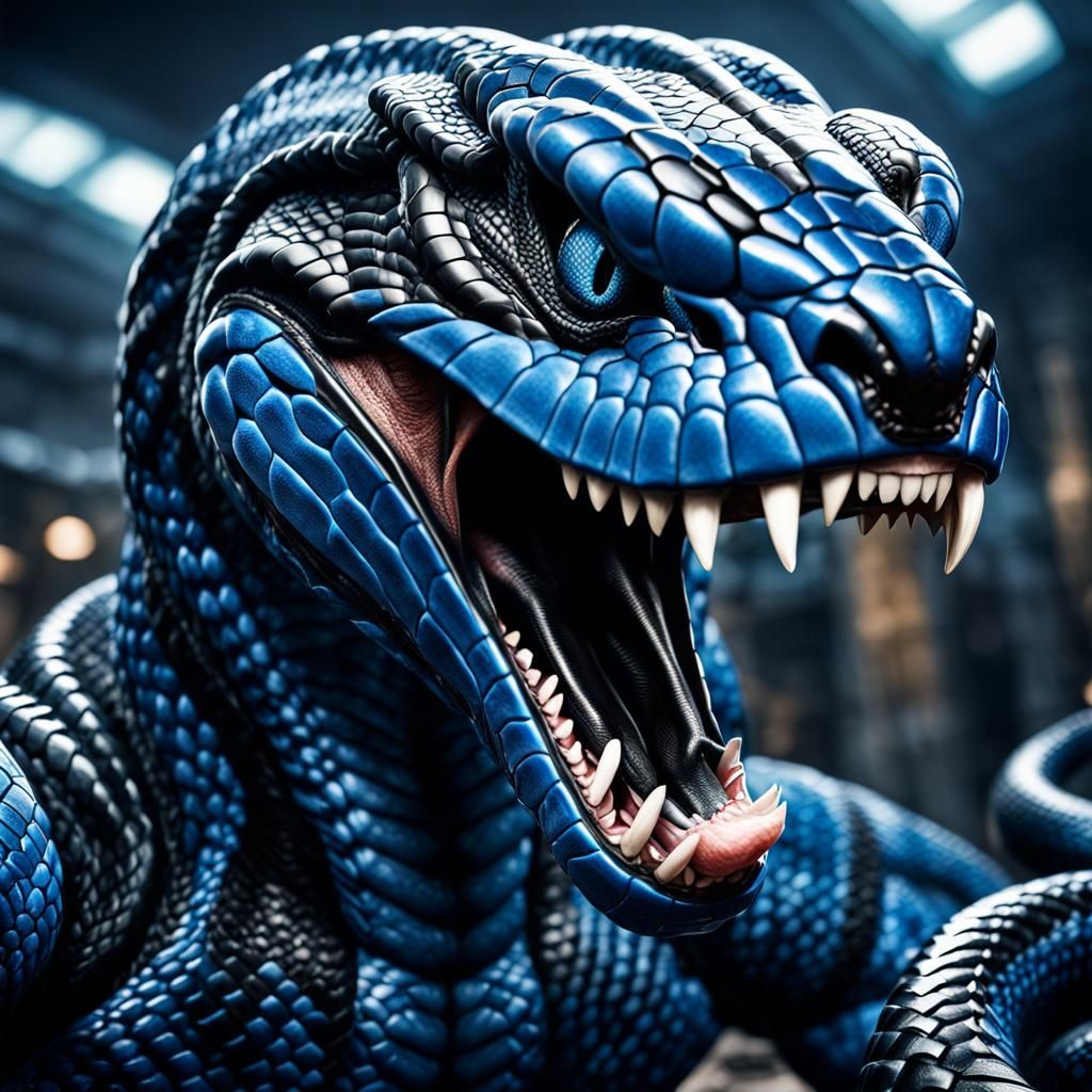 Hyperrealistic Cobra in Symbiote Suit Ready to Strike