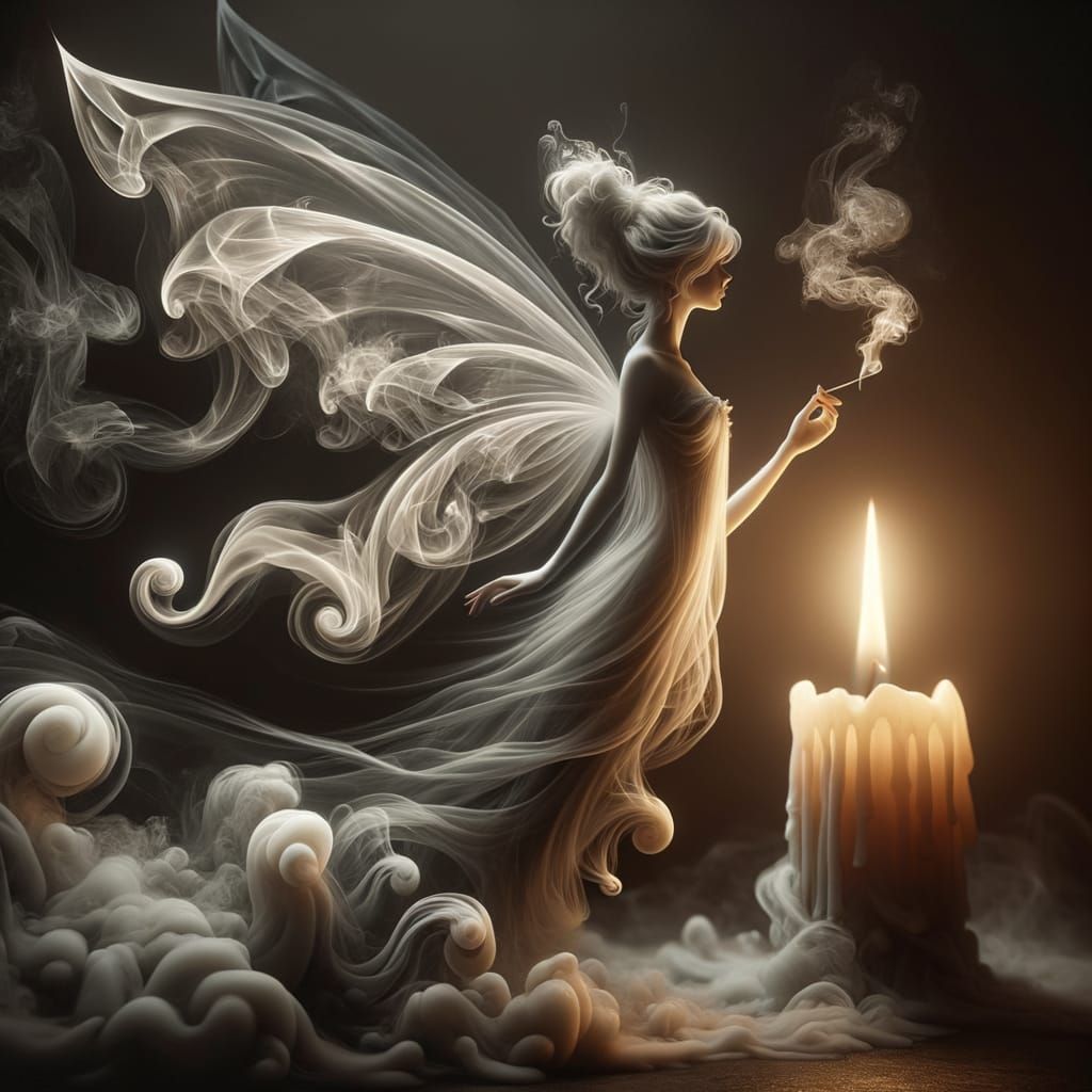 Ethereal Smoke Fairy in Victorian Style
