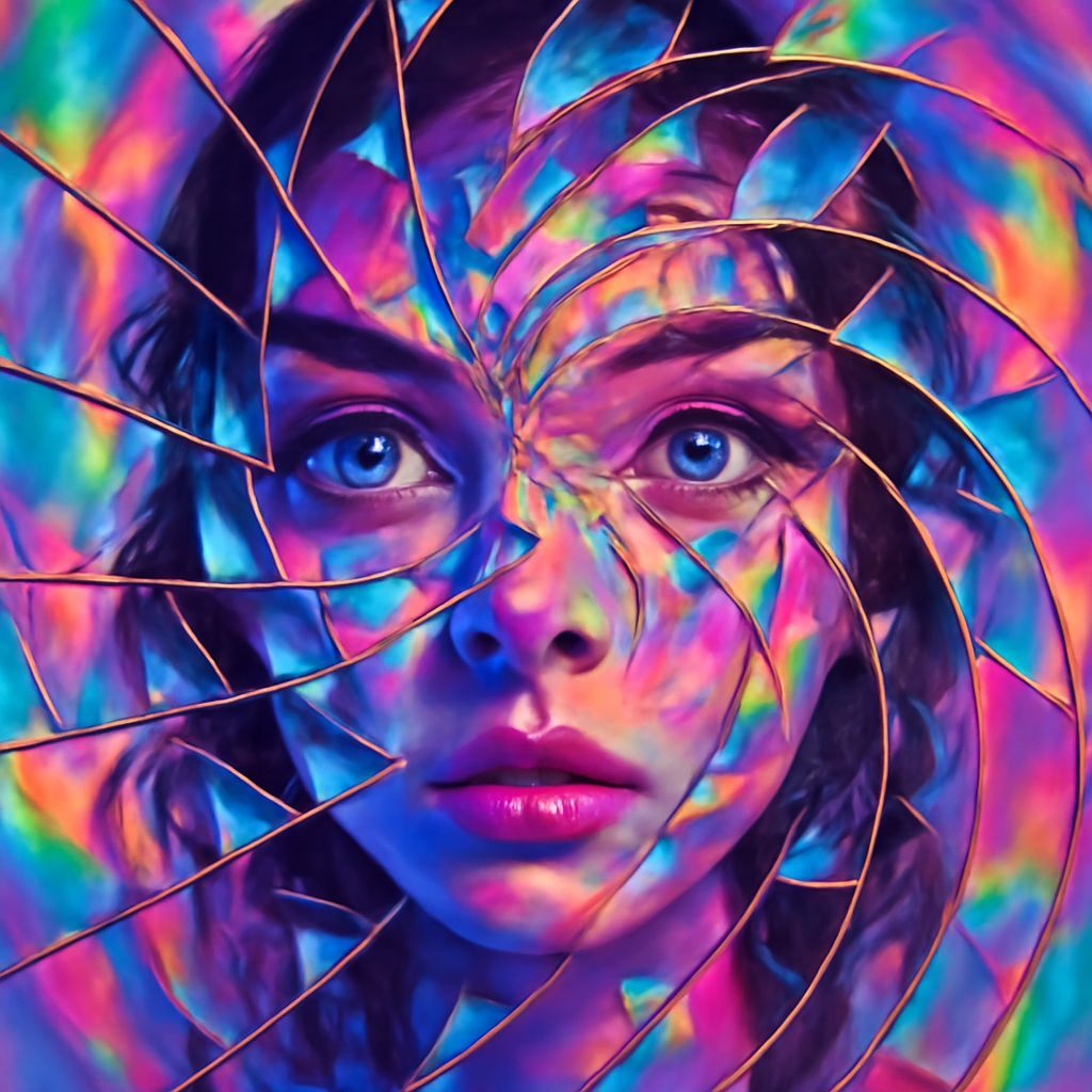 Kaleidoscopic Portrait of a Woman in Shards