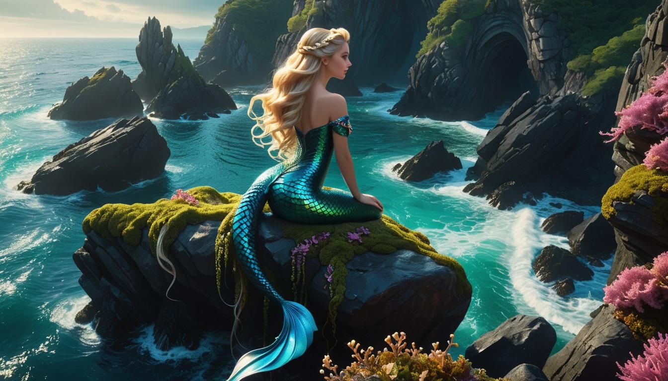Rapunzel Mermaid with Latex Tail: Fantasy Art