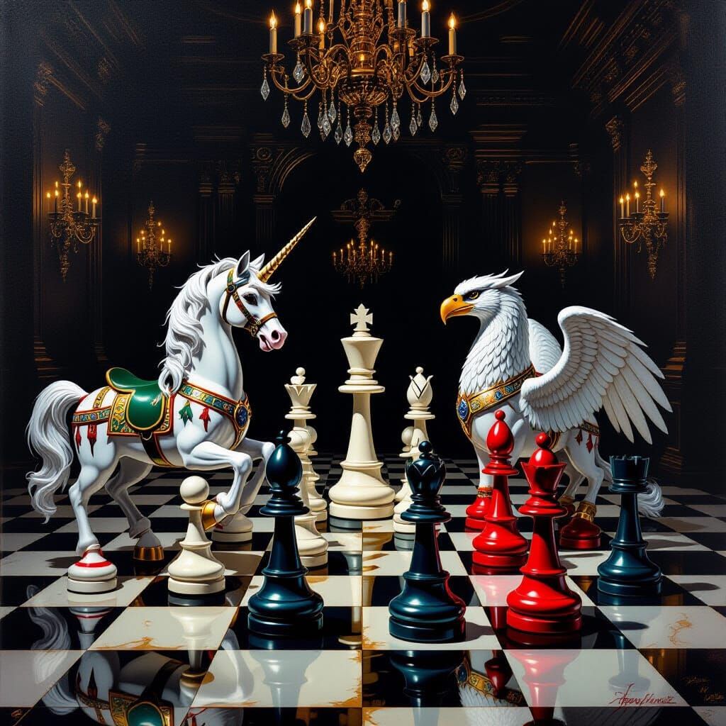 Gothic Ballroom Chess Set with Carousel Creatures