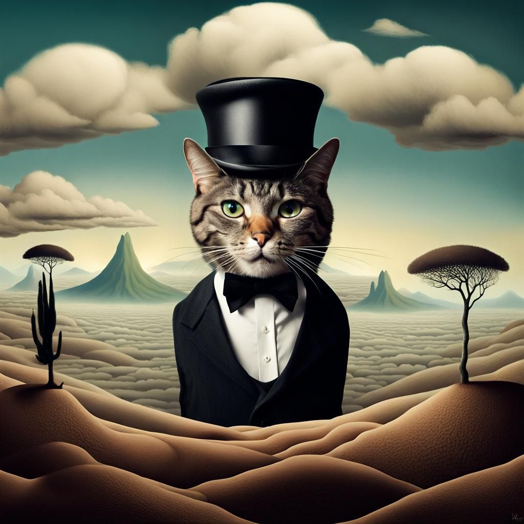 Bowler Hat Cat in a Dreamlike Realm