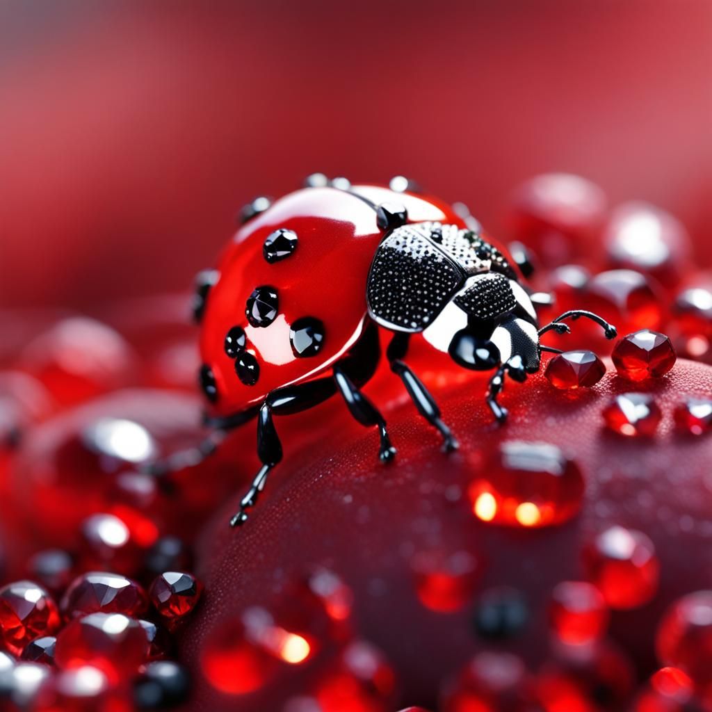 Gemstone Ladybug Macro Photograph