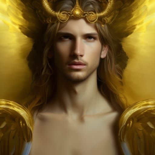 Ethereal Male Model Portrait with Gold Accessories