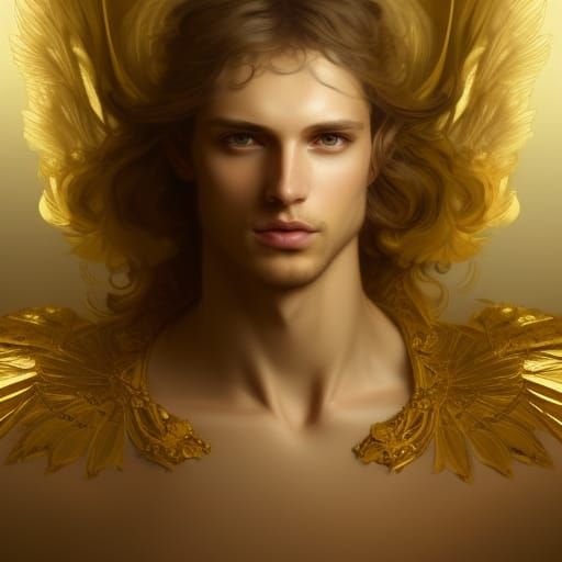 Ethereal Angelic Male Model with Gold Accessories