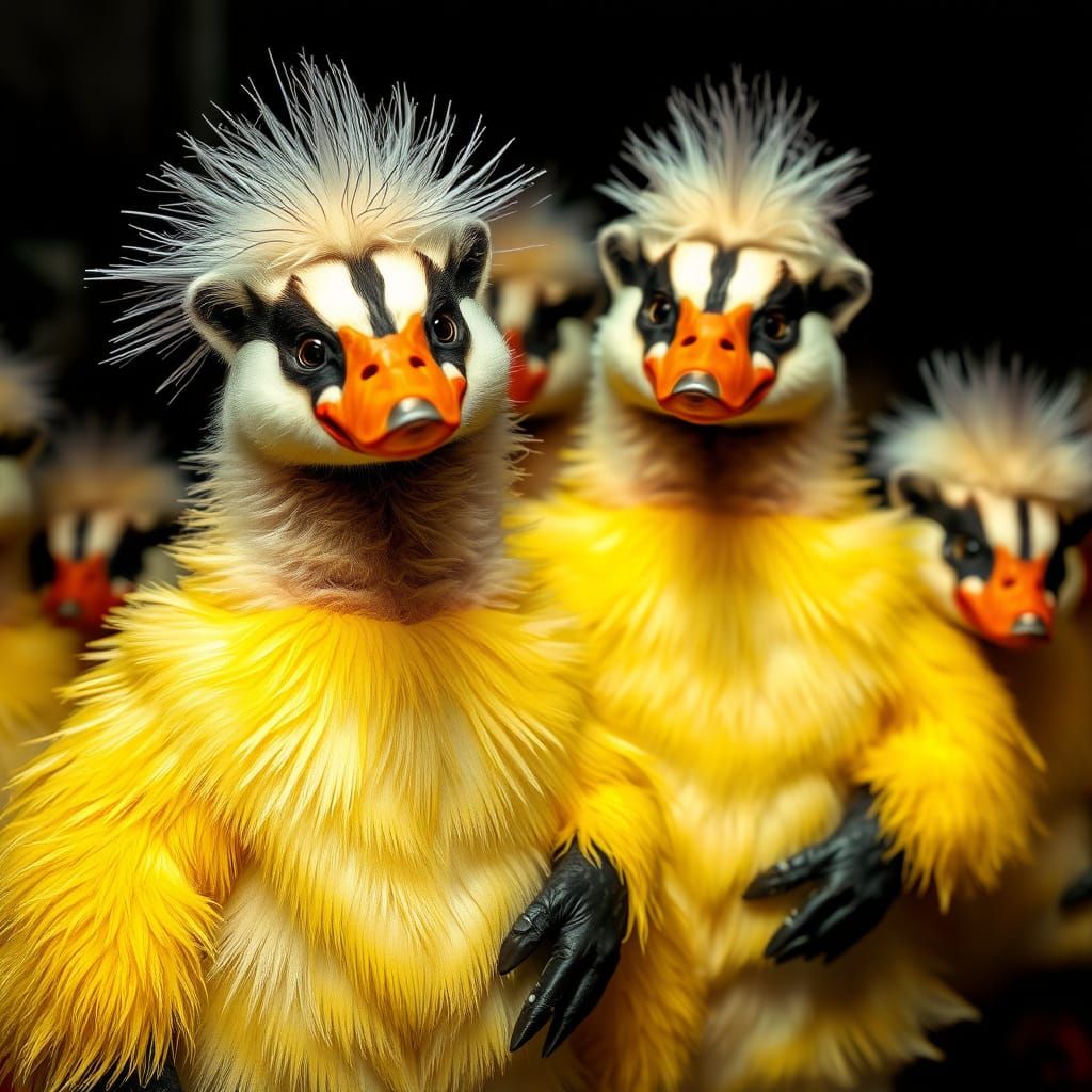 Punk Baby Badgers in Vibrant Camouflage Attire