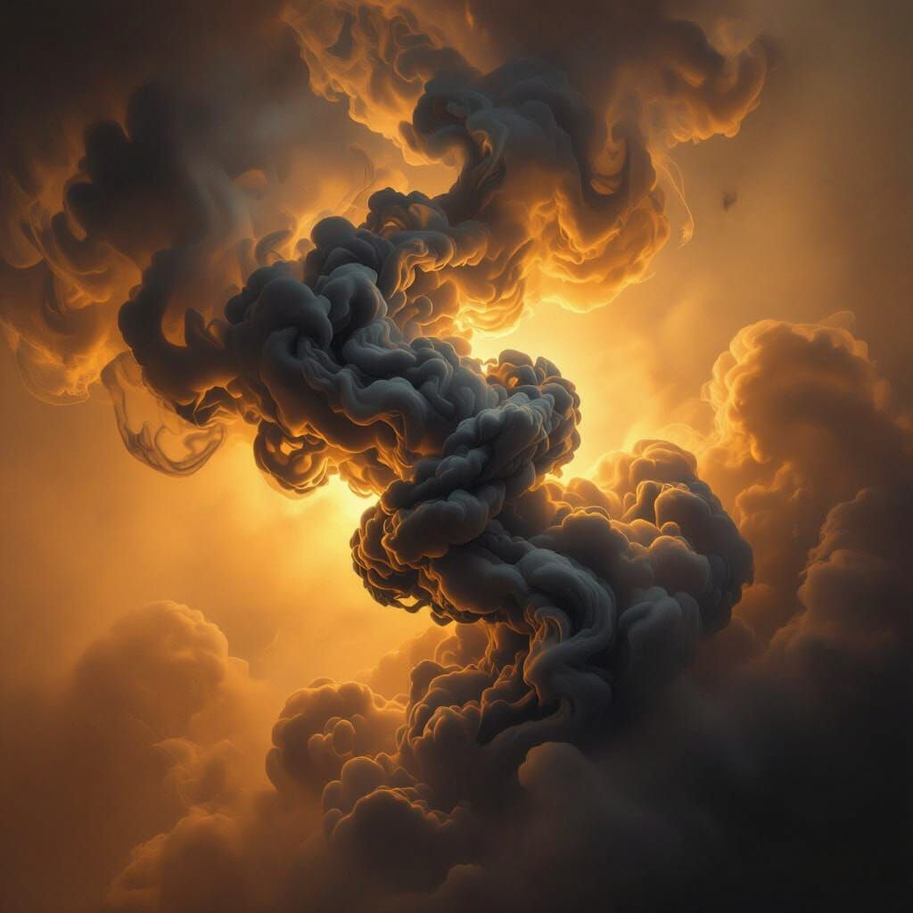 Ethereal Smoke Cloud Illuminated by Golden Light