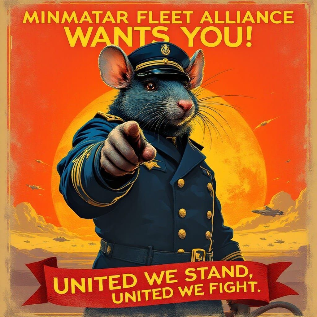 WW2-Style Propaganda Poster Calls to Action with Officer Rat
