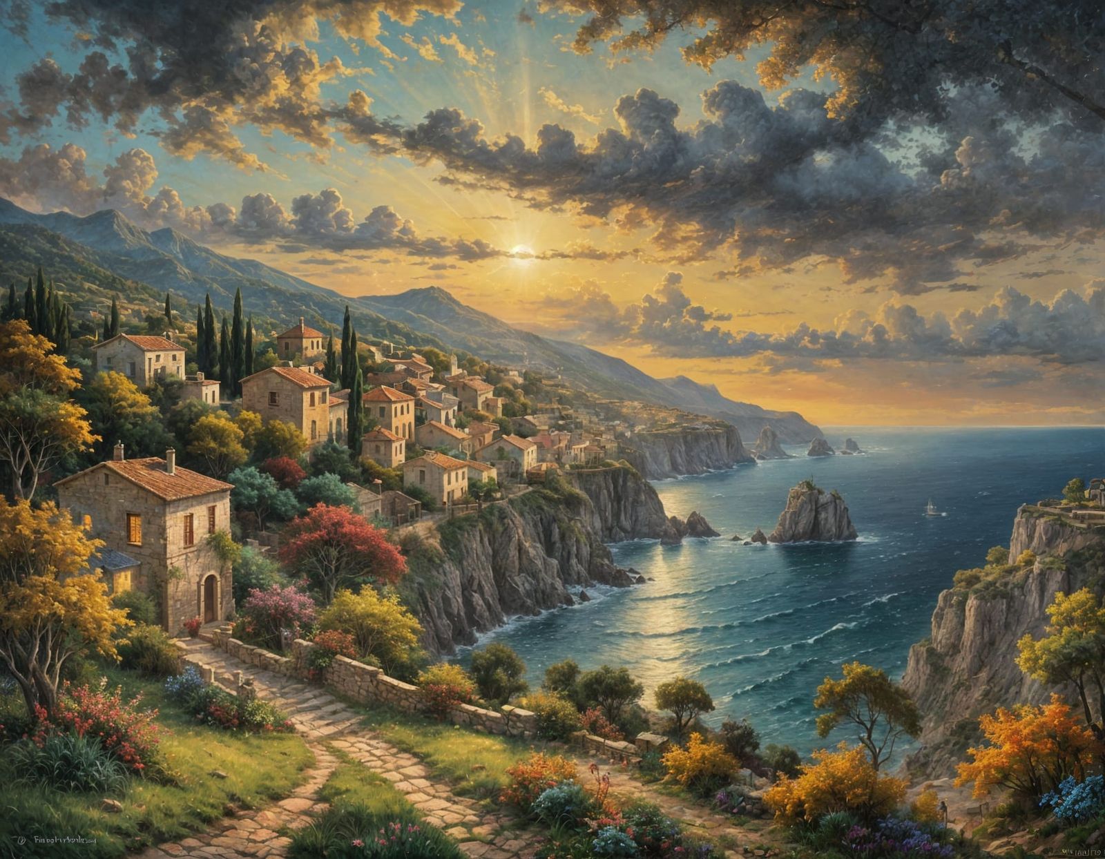 Mediterranean Landscape in Tonalist Style