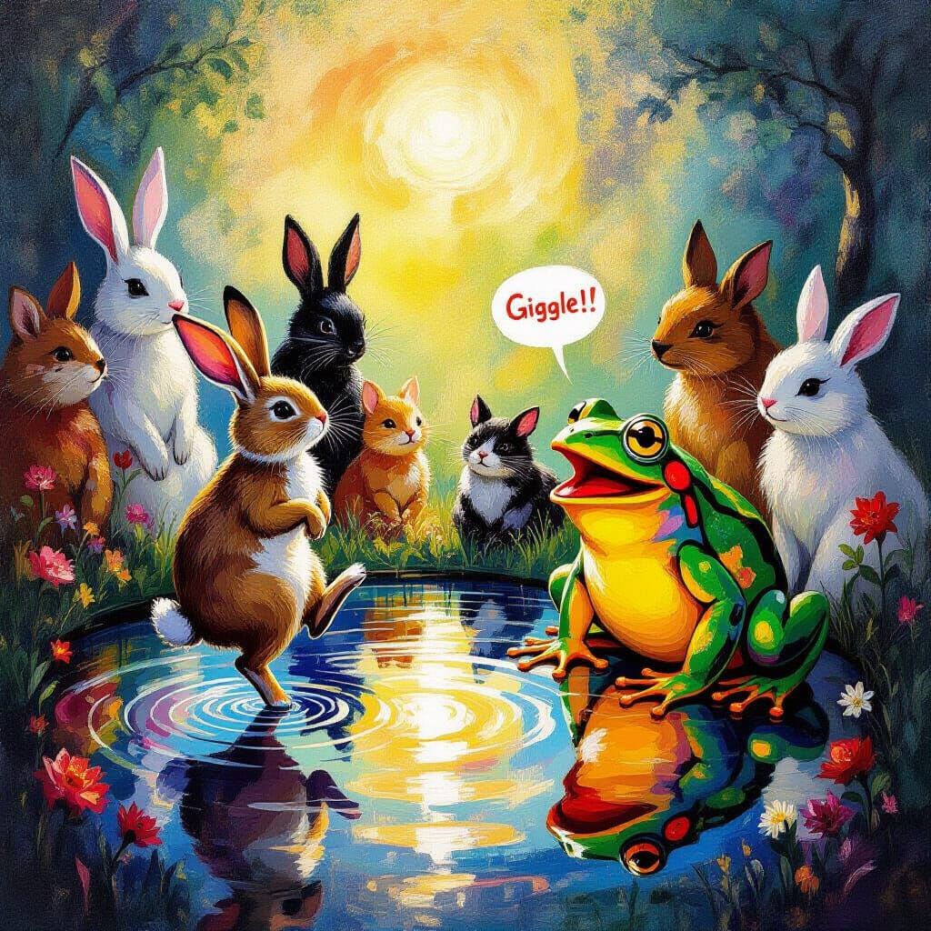 Surreal Animal Gathering in Dreamlike Colors