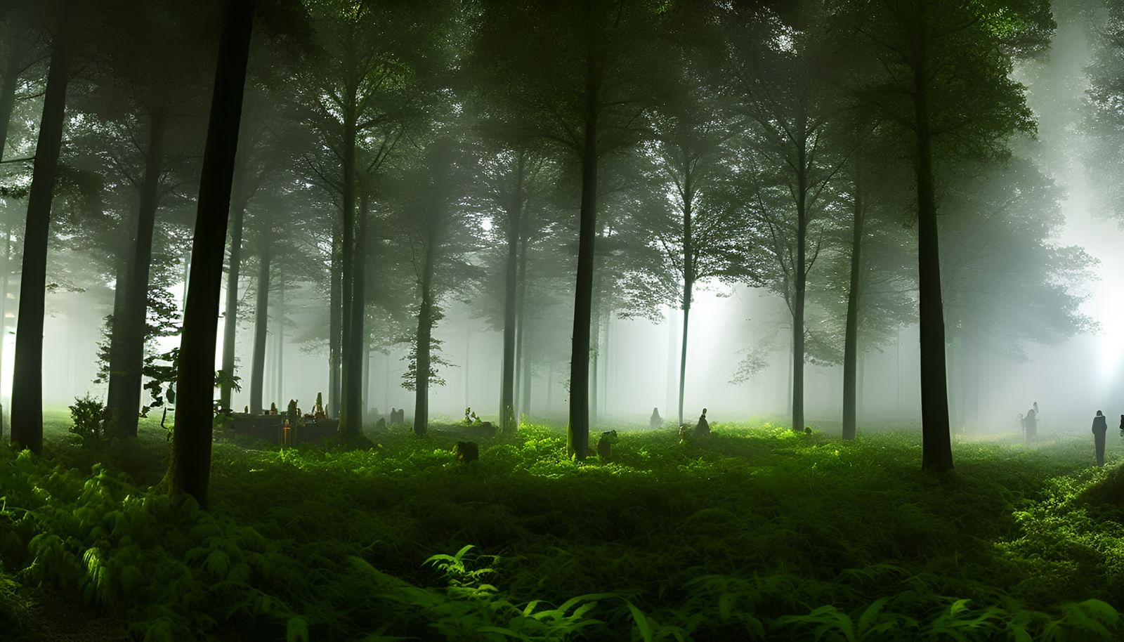 Forest Rave with Laser Lights in Cinematic Style