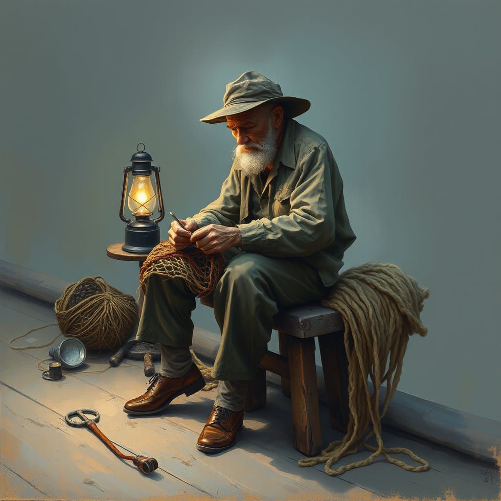 Weathered Sailor in Nostalgic Seascape