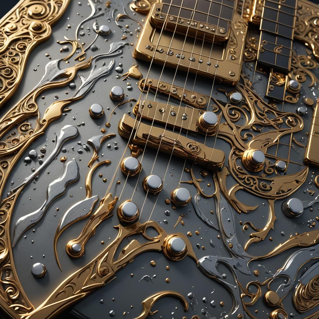 Electric Guitar Close-up in Detailed Matte Painting Style