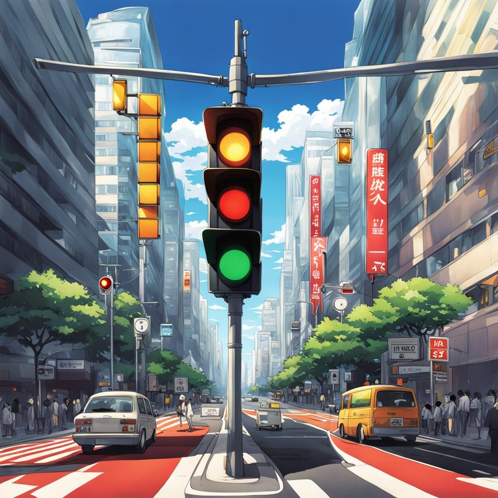 Traffic Light in Anime Key Visual Style