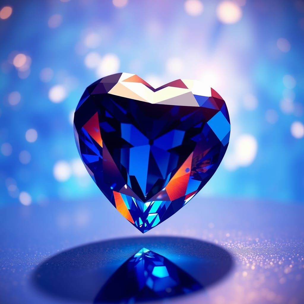 Sapphire Blue Heart of Splendor in Hyperrealistic Aesthetic