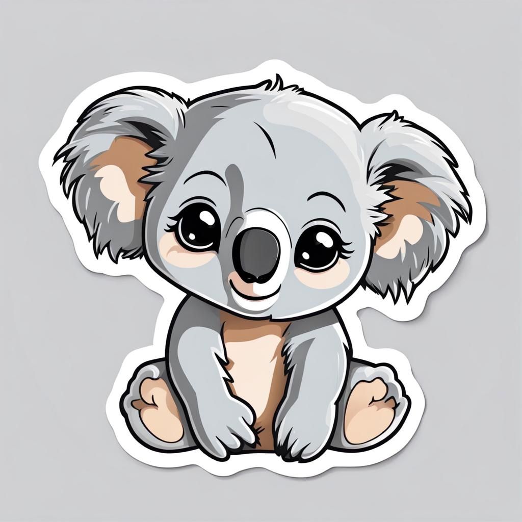 Cute Baby Koala Vector Sticker Design