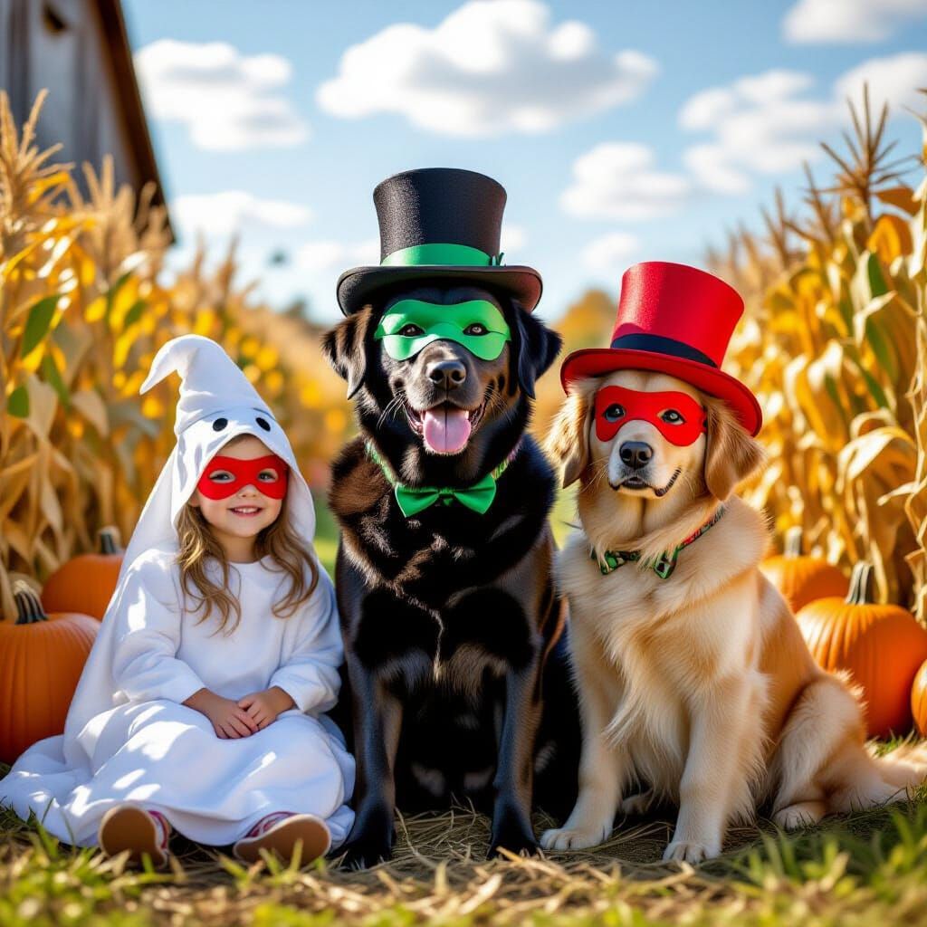 Labrador and Golden Retriever Halloween Portraits
