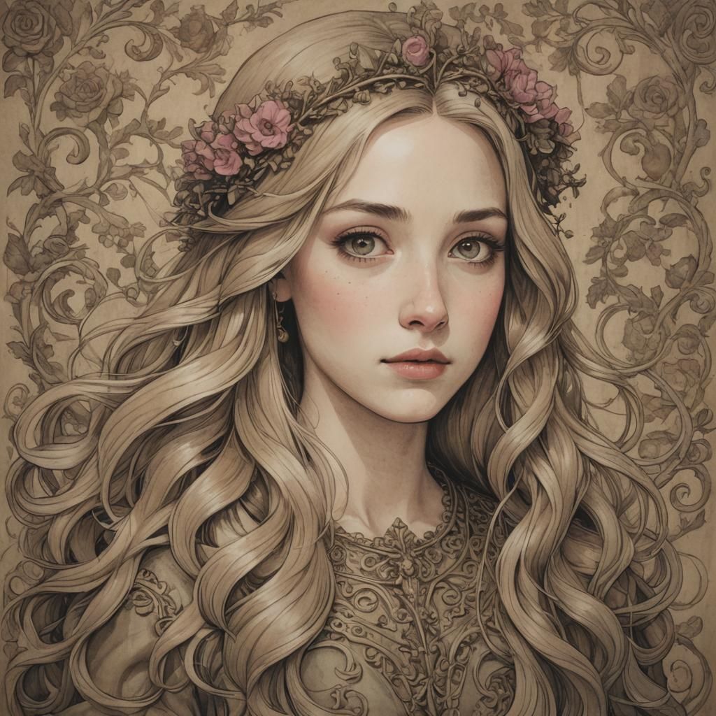 AI-Generated Rapunzel Illustration