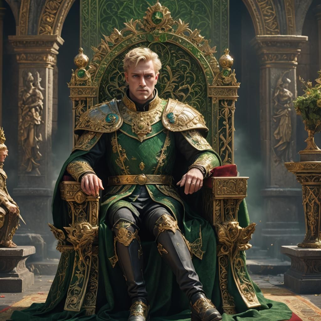 English Emperor on Throne: Detailed Matte Painting
