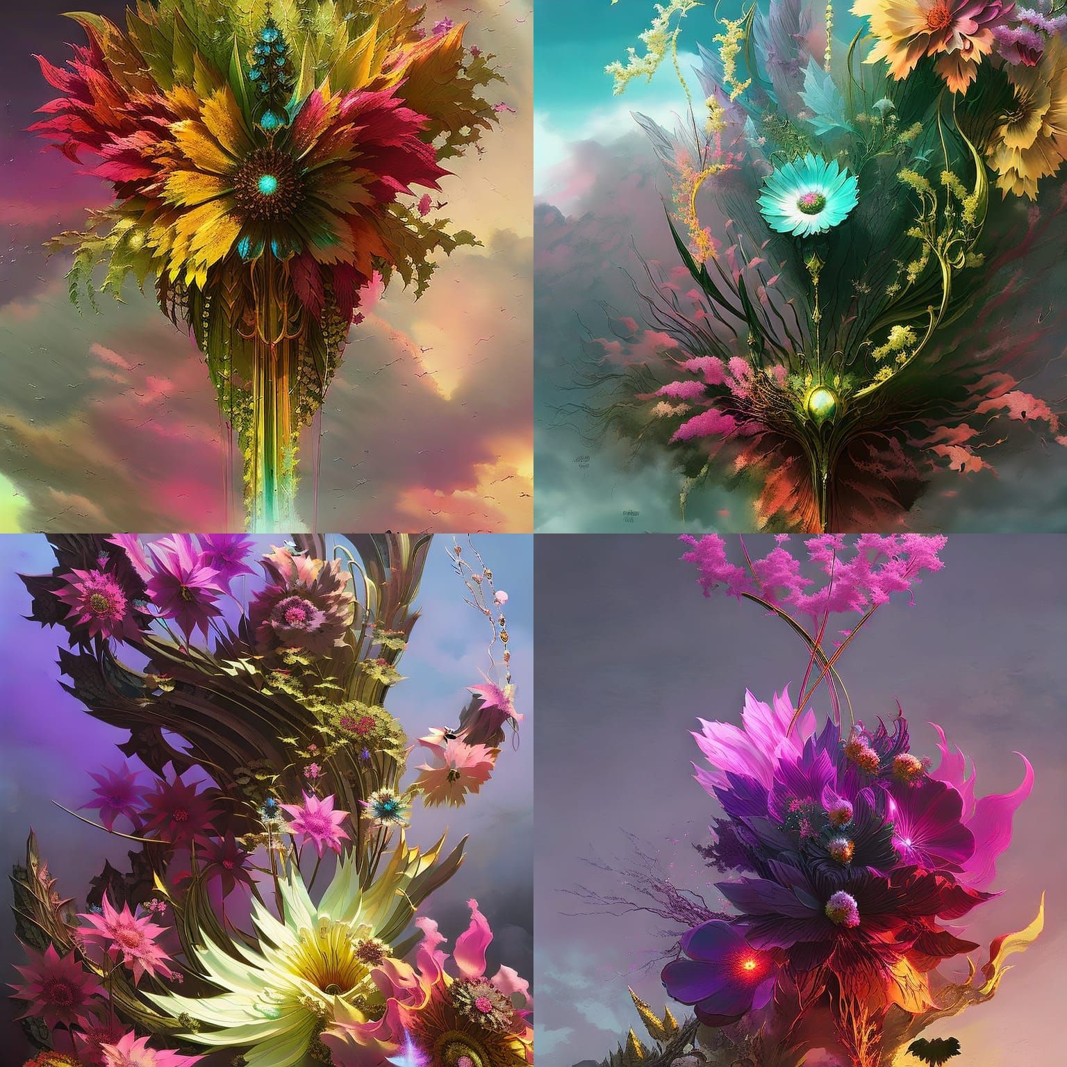 Magical Flower in Aetherpunk Dreamcore Style
