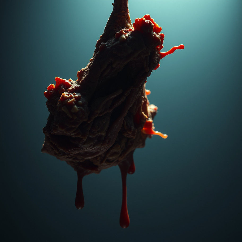 Hyperrealistic Vomit Splatter in Dramatic Lighting