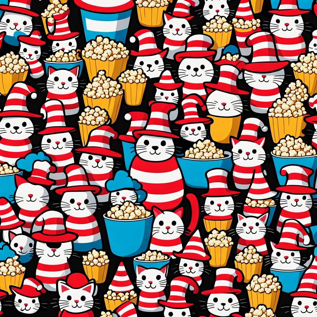 Kawaii Waldo Popcorn Cat in Sinister Style