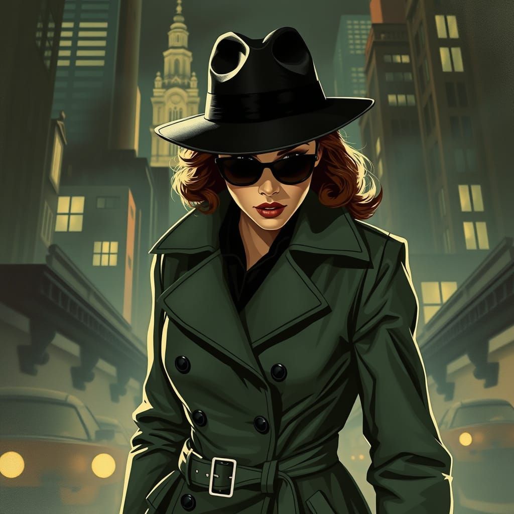 1930s Spy in Smoky Film Noir Cityscape