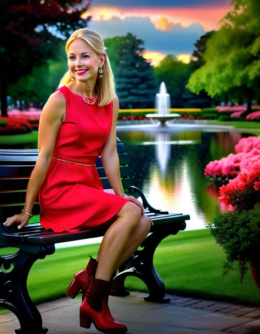 Renaissance Woman in Red Dress, Chiaroscuro Oil Painting