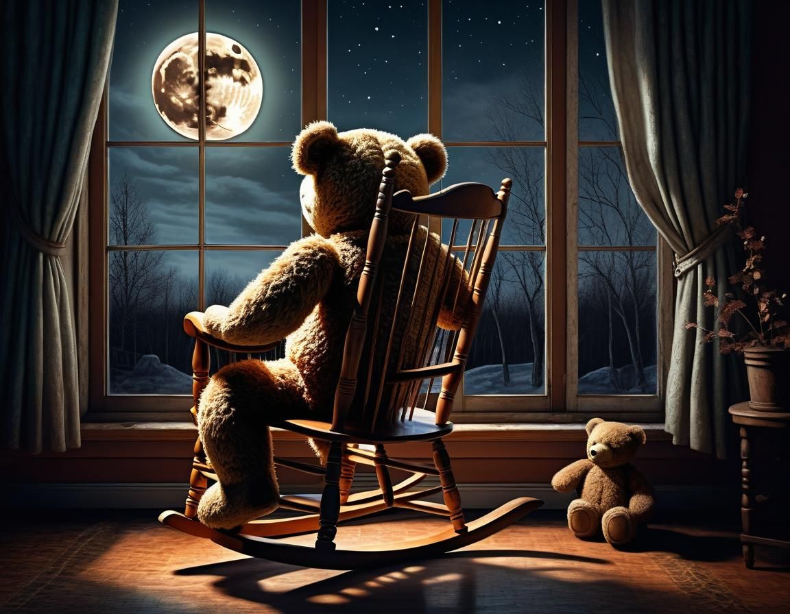 Teddy Bear Rocking Chair in Moonlight