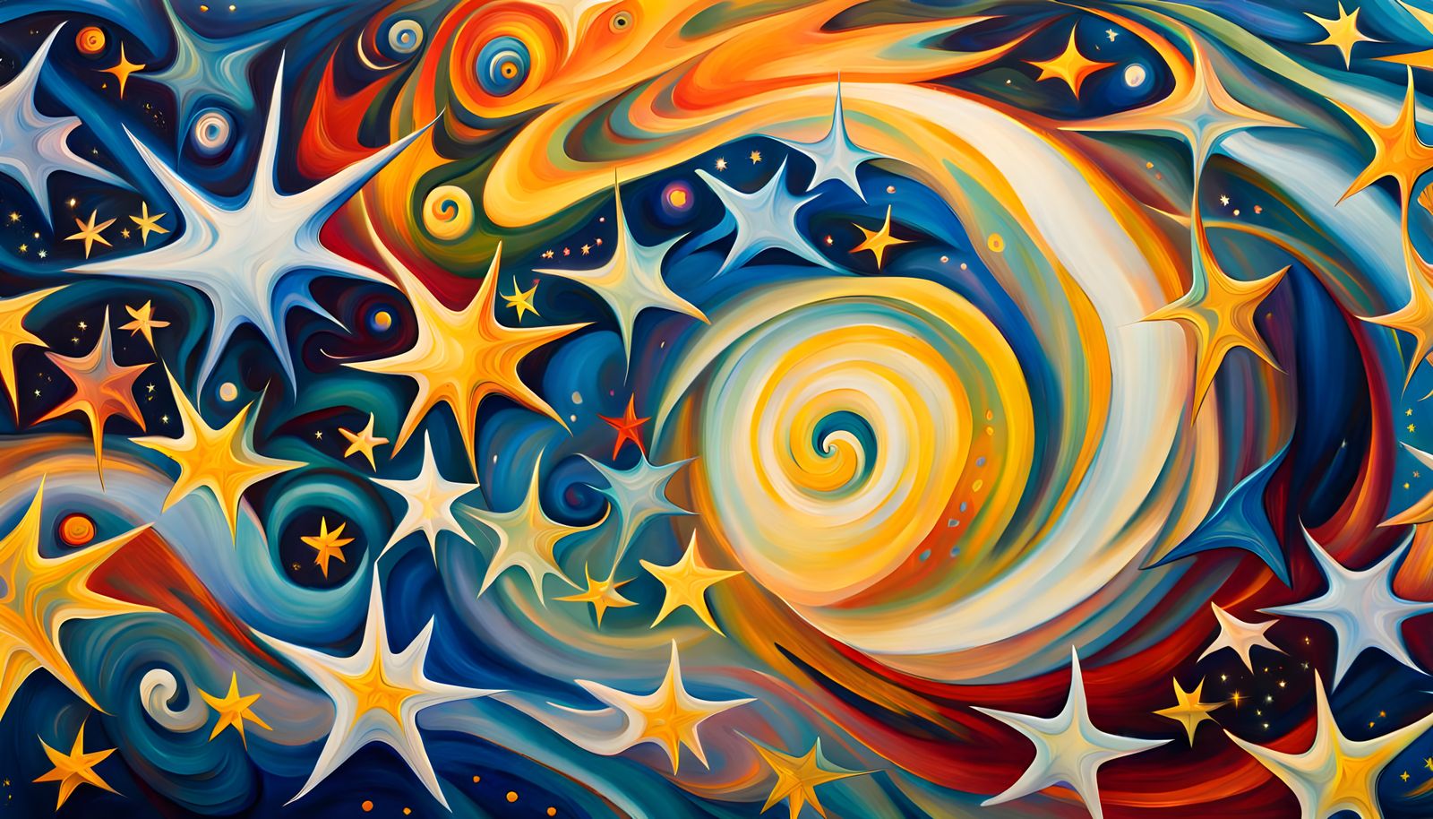 Iridescent Star Clusters in Abstract Expressionist Style