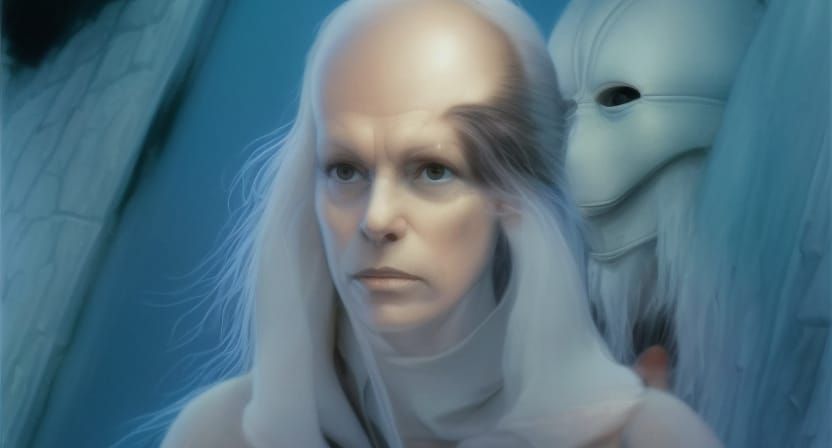 Cybernetic Engineer in a Moody Holographic Style