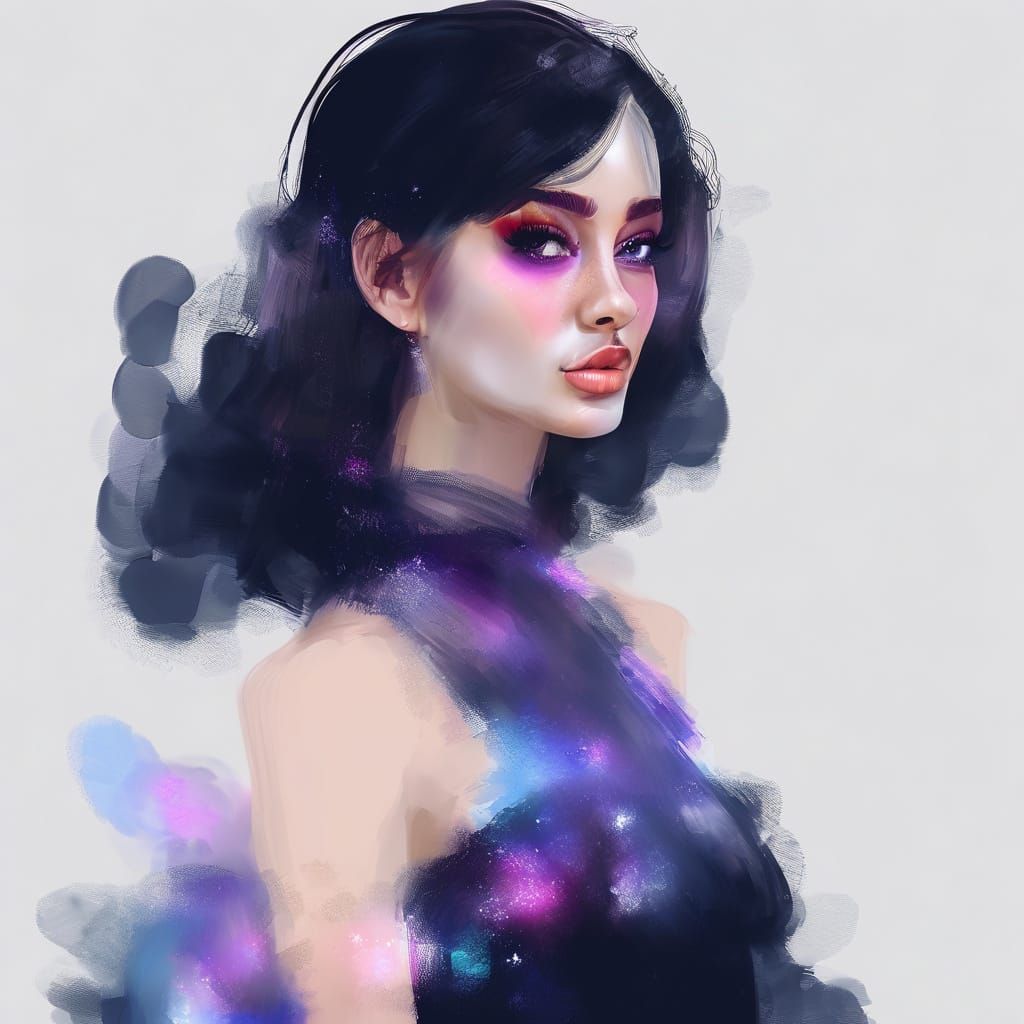 Impressionistic Anime Portrait with Watercolor Effects