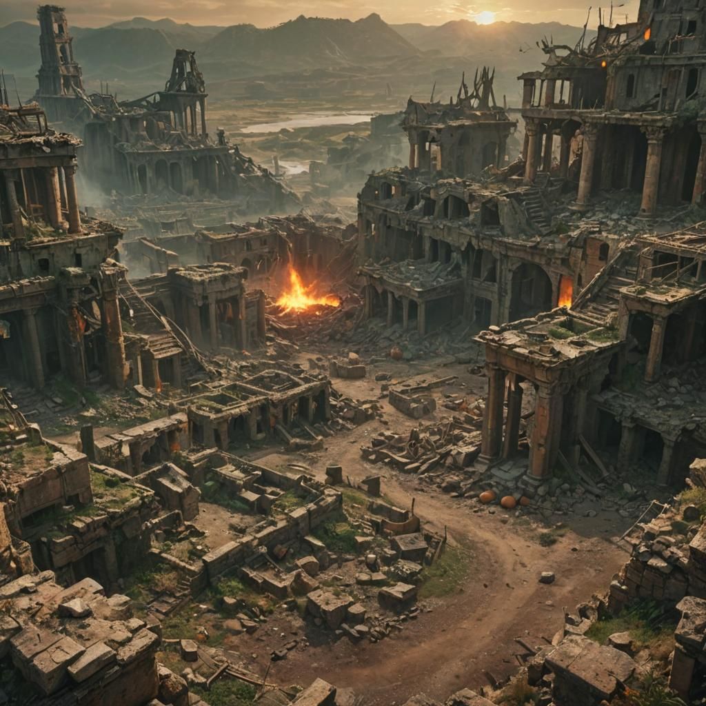 Ancient City Ruins After Nuclear Apocalypse
