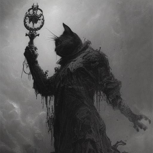 Horrific Cat in Style of Doré and Rutkowski