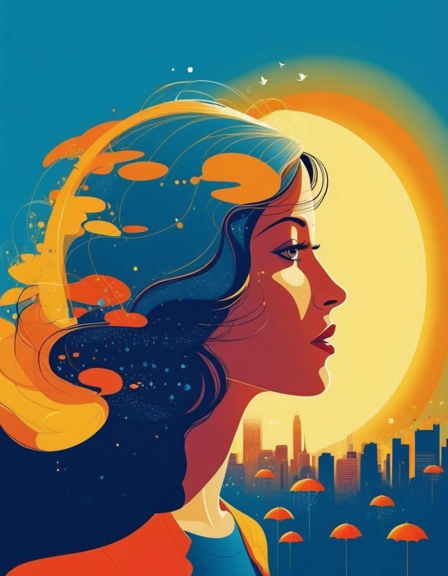 Abstract Sun Emerges: Digital Web Comic Style