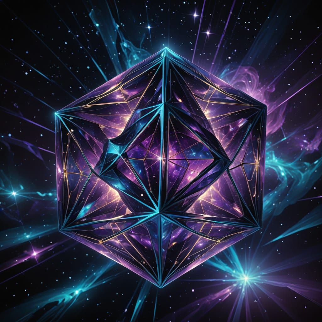 Surreal Tesseract in Dark Space, Salvador Dali Style