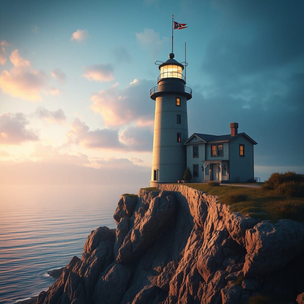 Ethereal Cliffside Beacon in Vibrant Splendor