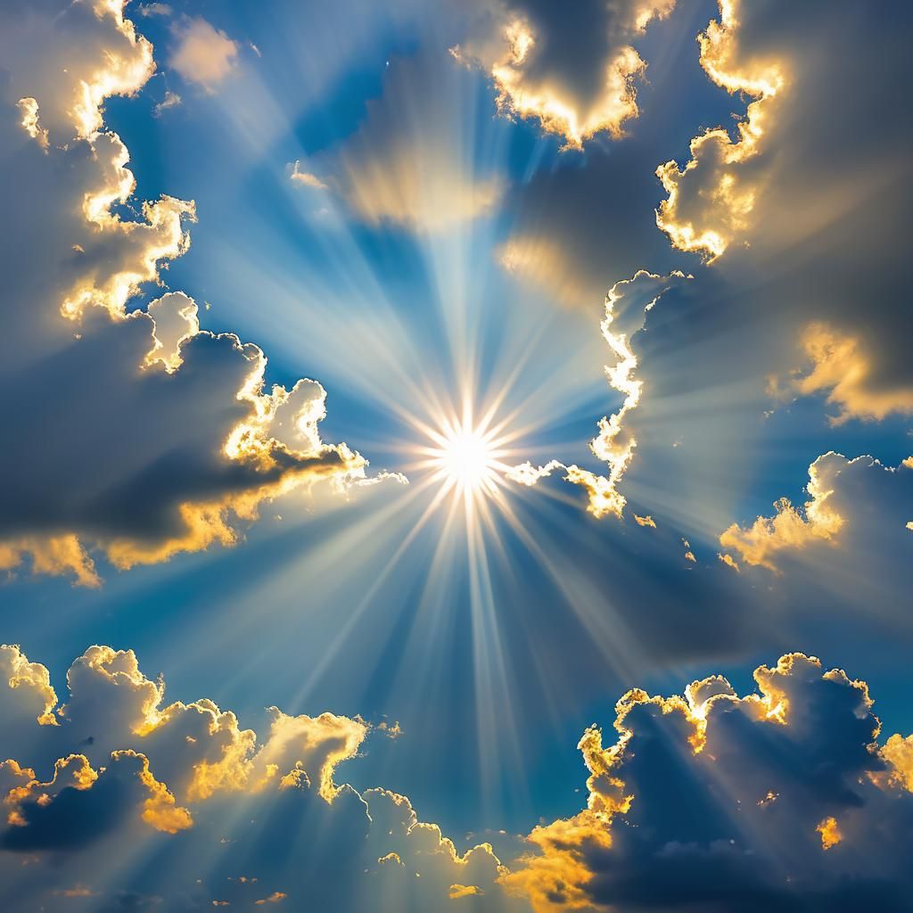 Divine Sunshine Breaks Through the Clouds