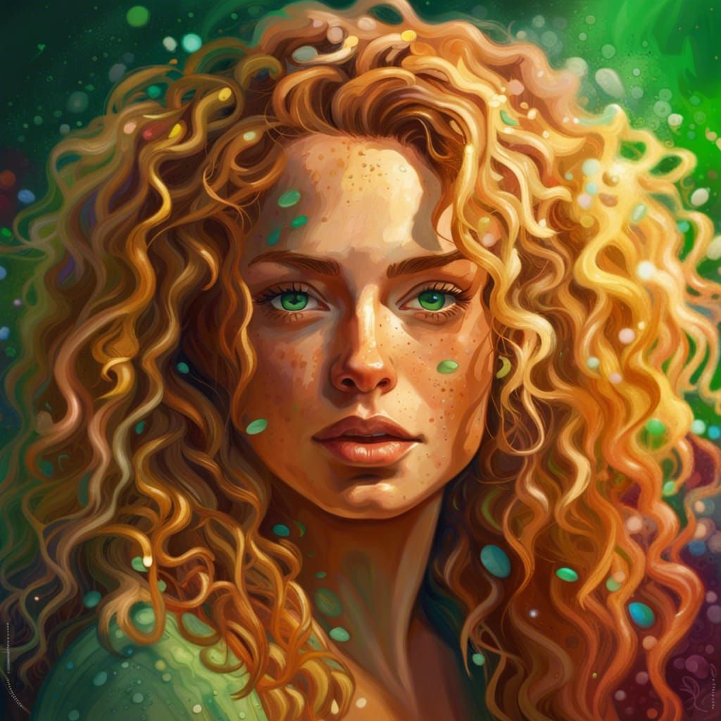 Beautiful Blonde Woman with Freckles: Hyperrealistic Portrai...