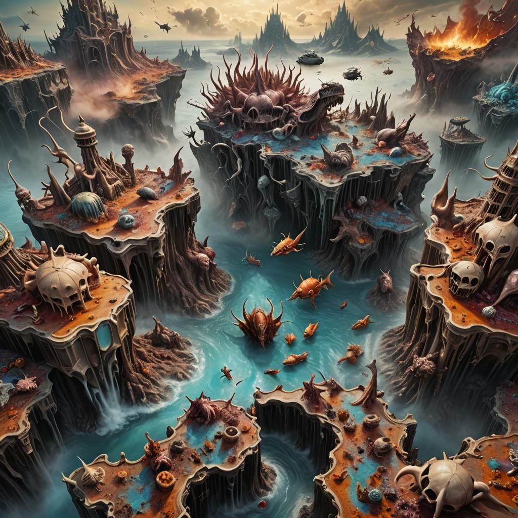 Surreal Chimeras in Melting Landscape: Fantasy Art