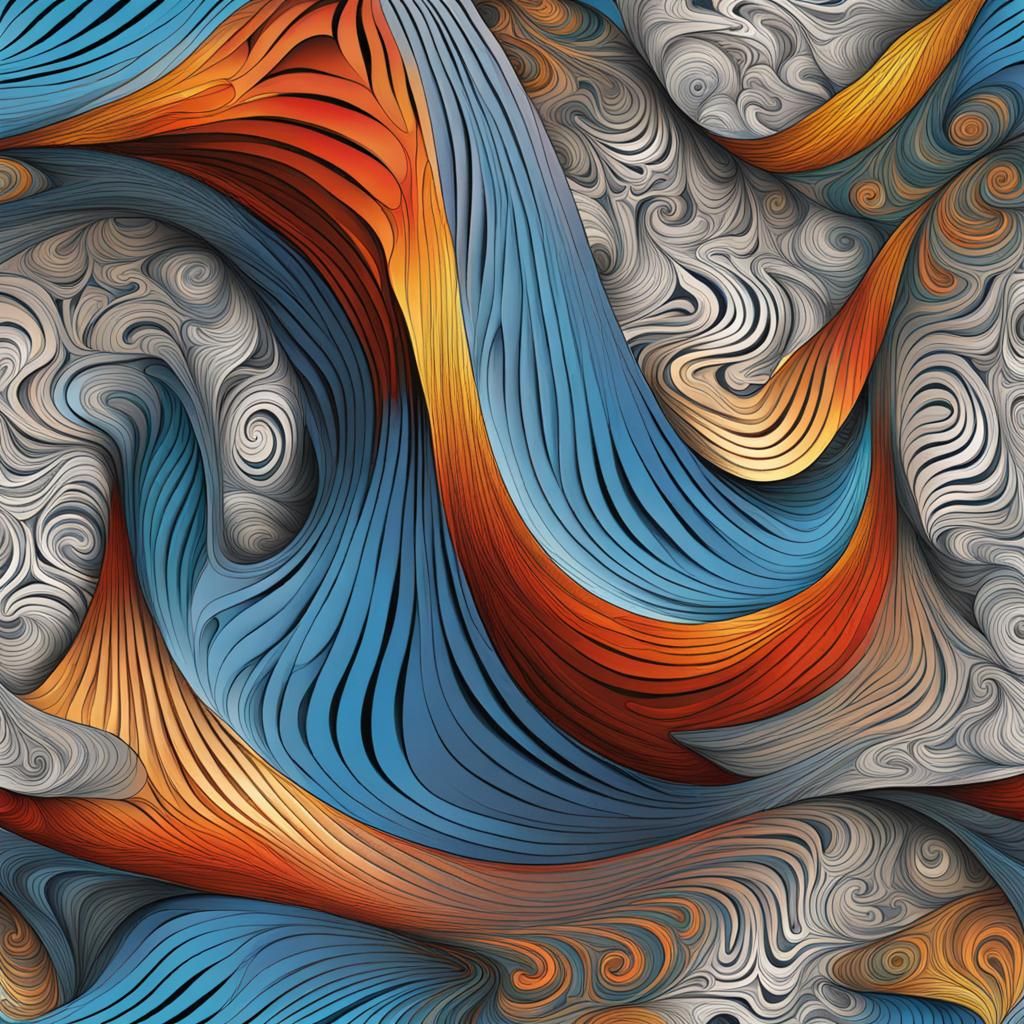 Abstract Vector Fractal Patterns with 3D Shading