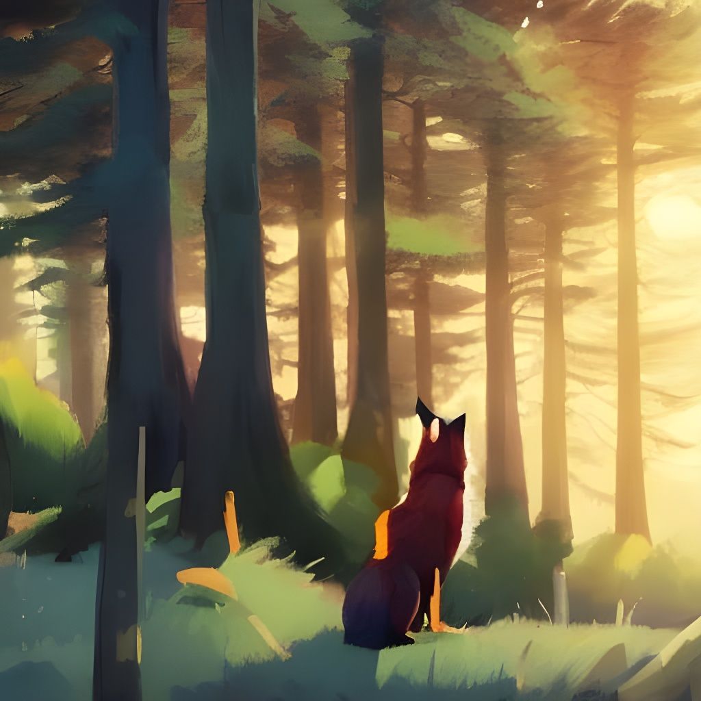 Fox Portrait at Sunrise, Digital Art Masterpiece