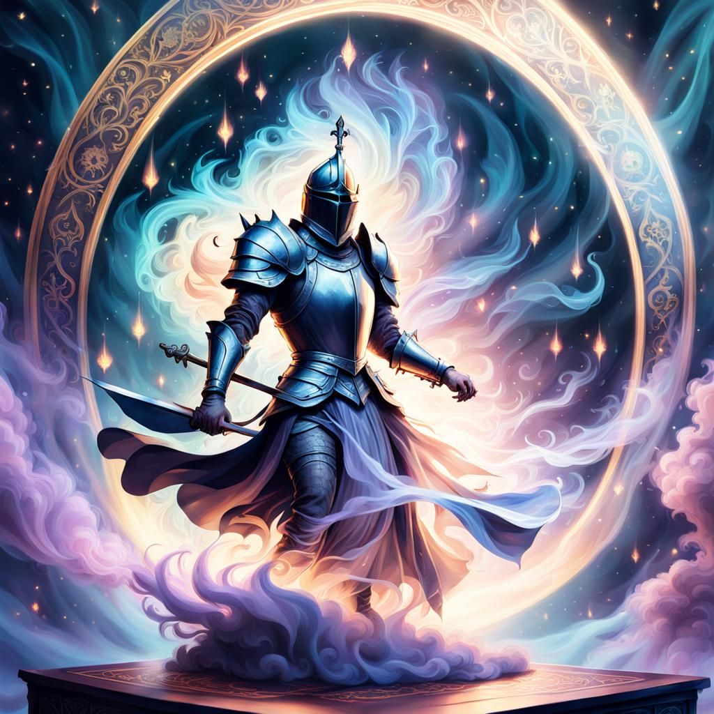 Magical Knight Emerges from Tarot Card