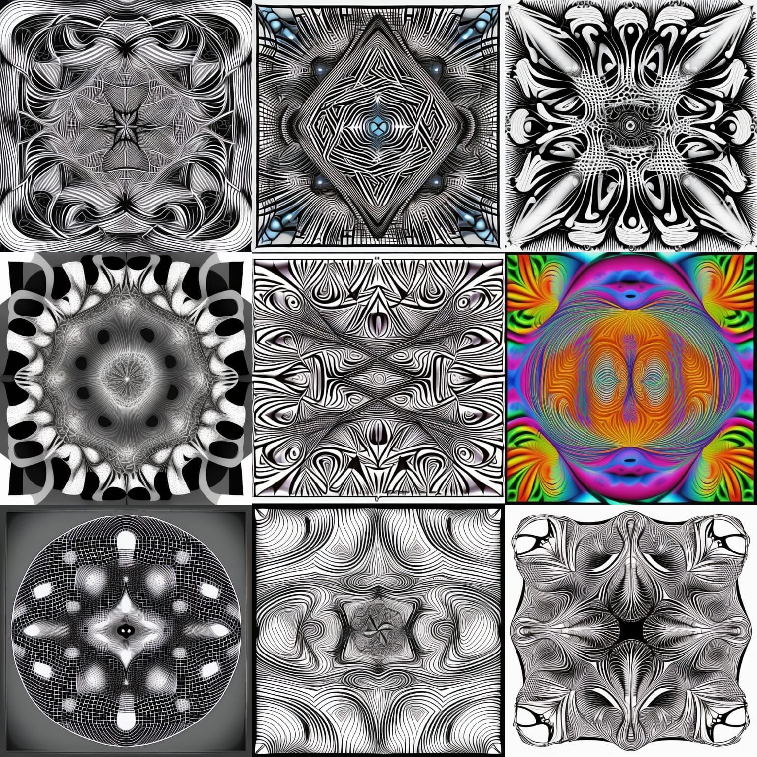 Abstract Fractal Design with Zentangle Elements