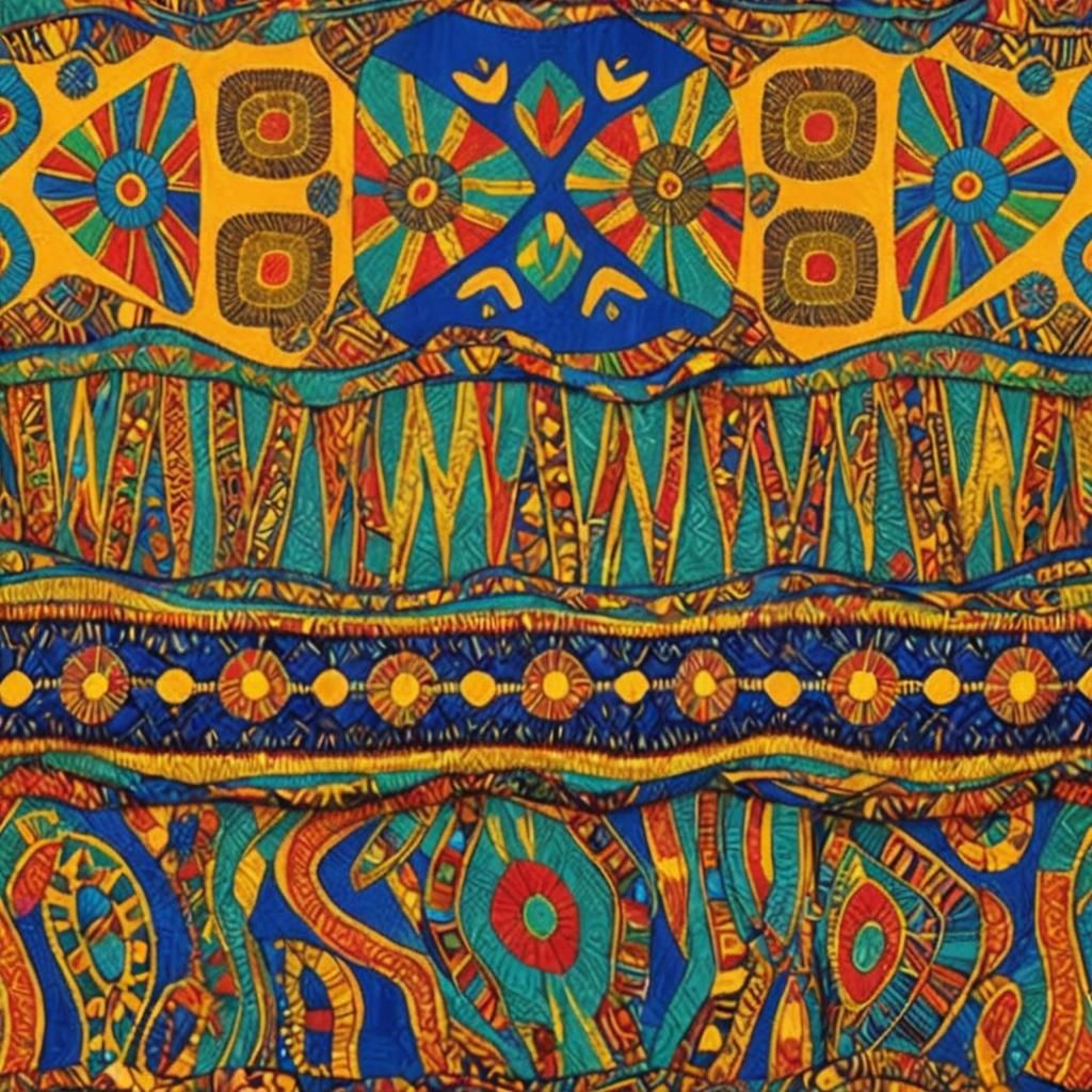 Vibrant African Textile Pattern in Afrofuturist Style