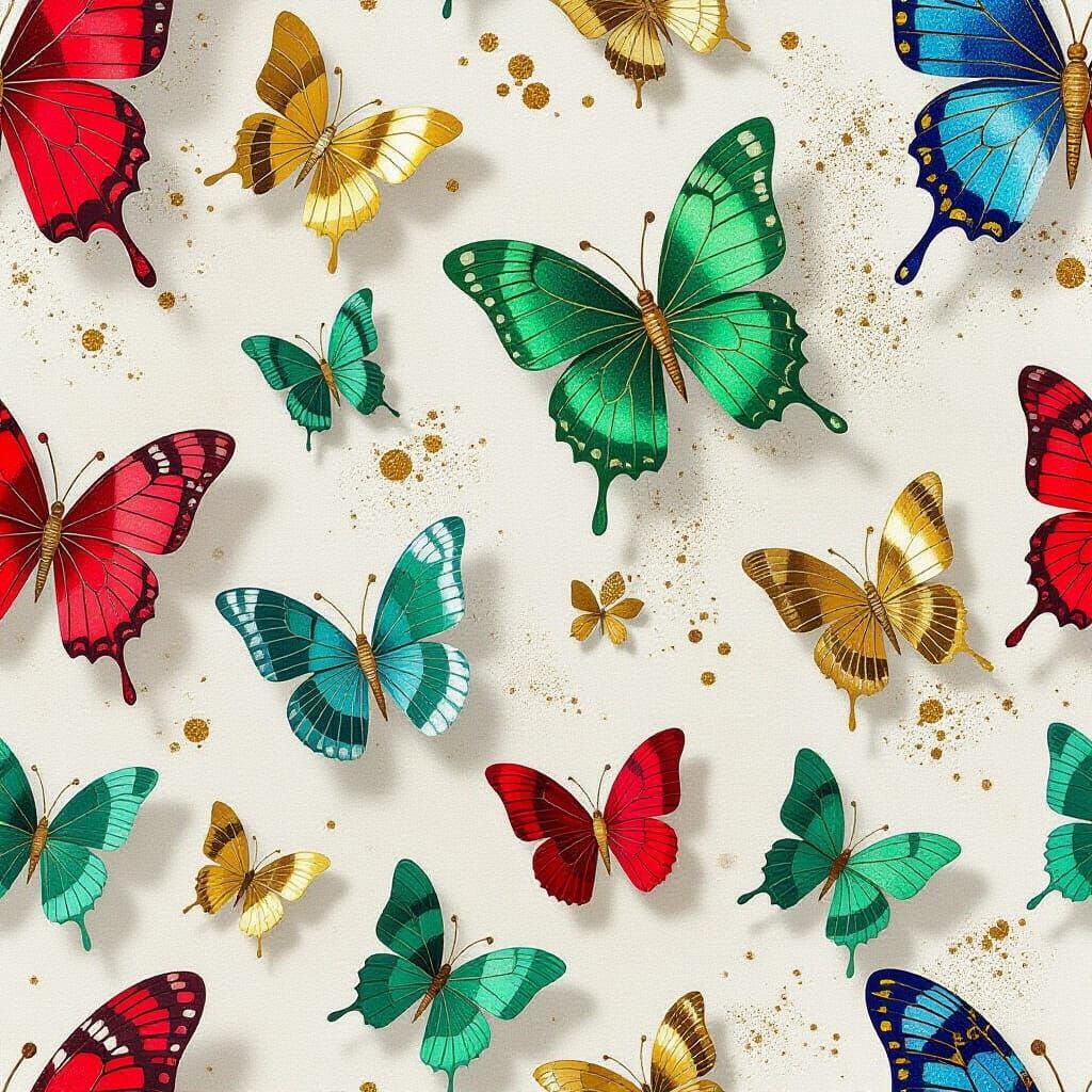 Luxe Butterfly Pattern with Metallic Accents