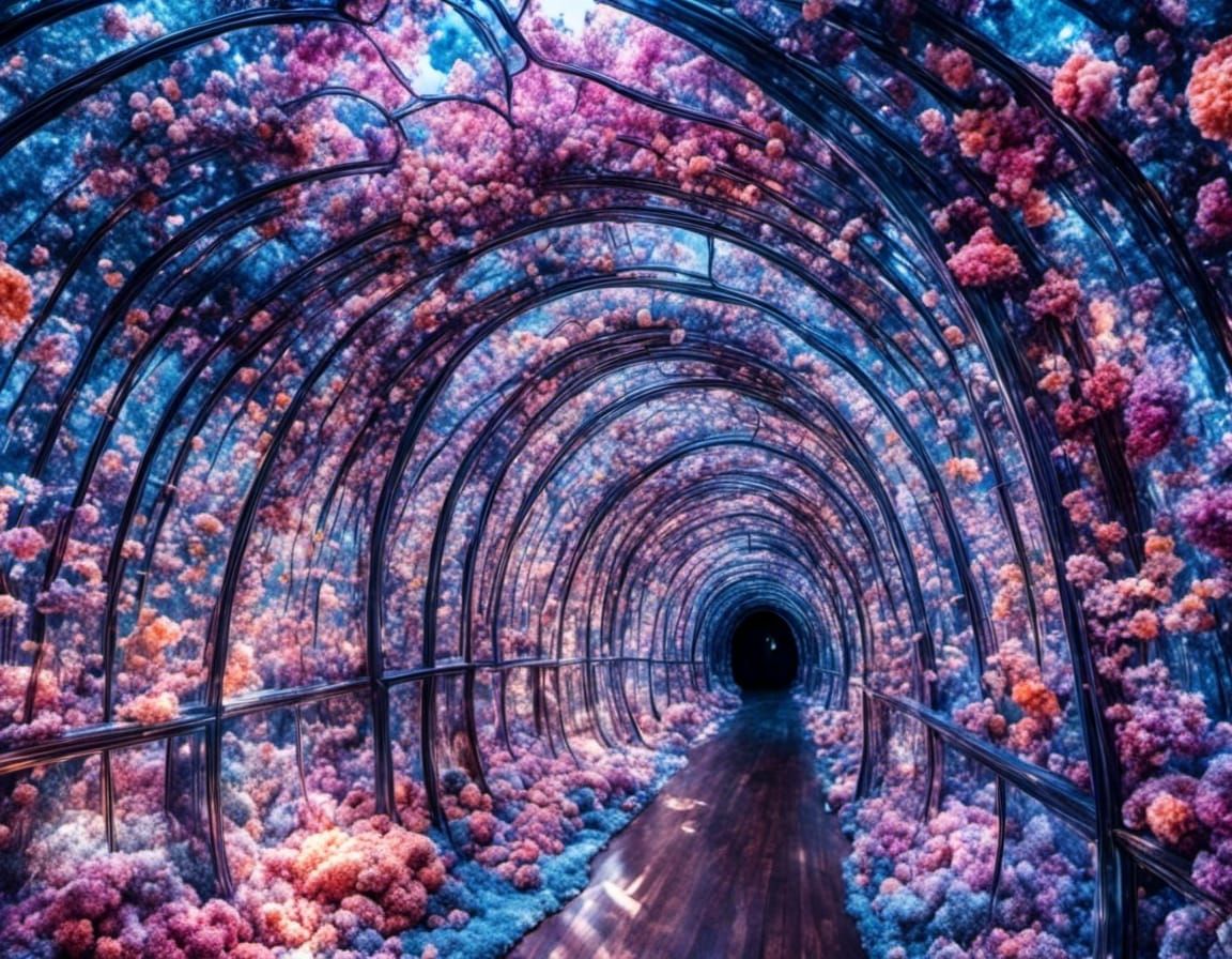 Psychedelic Surreal Tunnel with Glass Sparkles