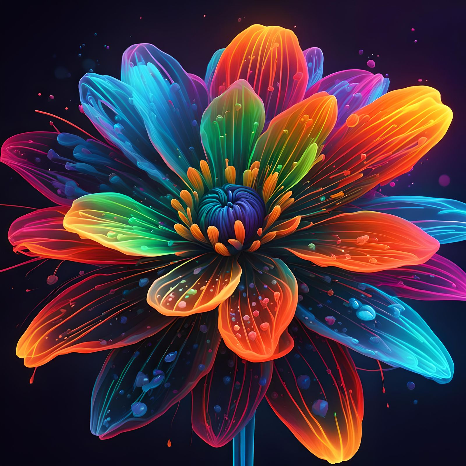 Fluorescent See-Through Flower with Neon Colors